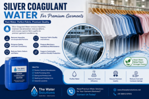 Silver Coagulant Water used in premium garment manufacturing to improve fabric quality, dye absorption, and textile processing efficiency.