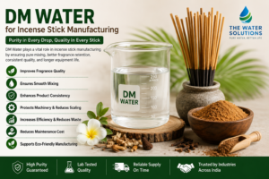 DM Water for Incense Stick Manufacturing showing purified water used for fragrance mixing, incense paste preparation, and high-quality incense stick production.