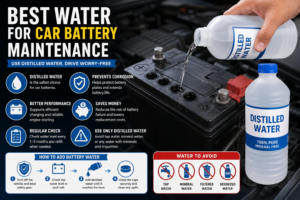 Car Battery Water using distilled water for lead-acid battery maintenance