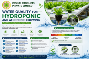Water quality for hydroponic and aeroponic growing showing pH, EC, TDS, alkalinity, dissolved oxygen, and best water-quality practices.
