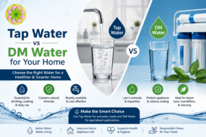 Tap Water vs DM Water for home use showing their benefits and applications