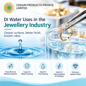 DI water uses in the jewellery industry for metal cleaning, final rinsing, electroplating, and surface finishing.